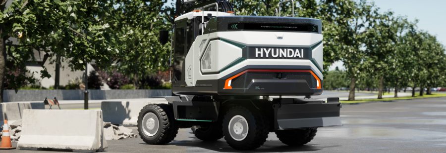 HW155H, escavatore gommato a idrogeno che HD Hyundai presenterà a bauma 2025