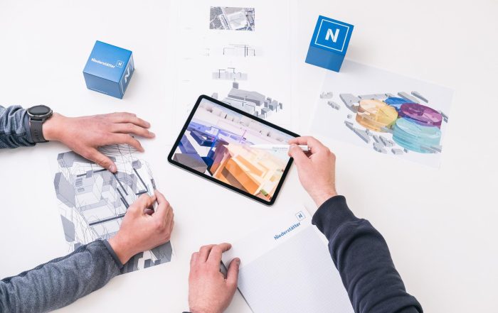Esperti di Niederstätter durante una sessione di progettazione digitale dedicata al piano Industria 5.0.