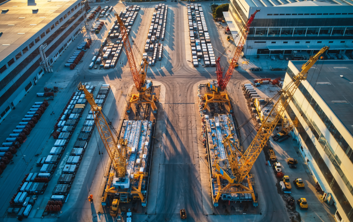 Visione industriale cantiere navale e macchine movimento terra HD Hyundai